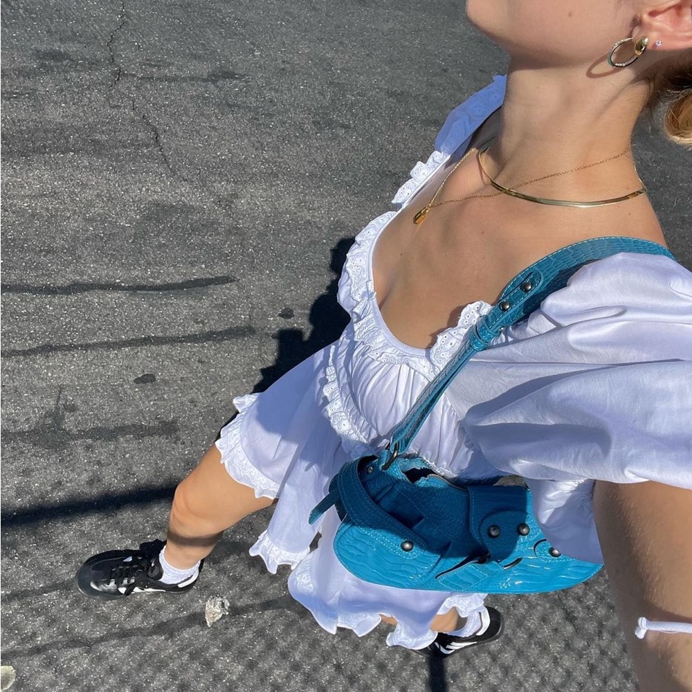 Urban outfitters blue stud shoulder bag